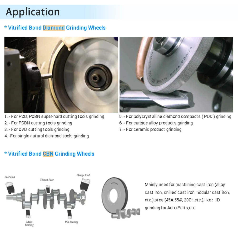 6A2 Ceramic Bond Diamond Grinding Wheel Vitrified CBN Cup Grinding Wheel for PCD PCBN Tools